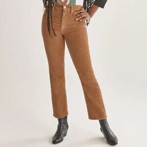 Denim Forum Aritzia Brown Corduroy Pants Size 25 Womens Yoko High Rise Slim 28L